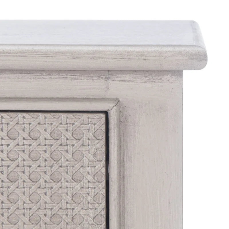 Console 4 tiroirs à détails sculptés – Blanc / Gris mastic / Noir / Gris vieilli – 42 po