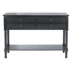 Console 4 tiroirs à détails sculptés – Blanc / Gris mastic / Noir / Gris vieilli – 42 po