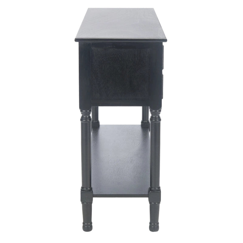 Console 4 tiroirs à détails sculptés – Blanc / Gris mastic / Noir / Gris vieilli – 42 po