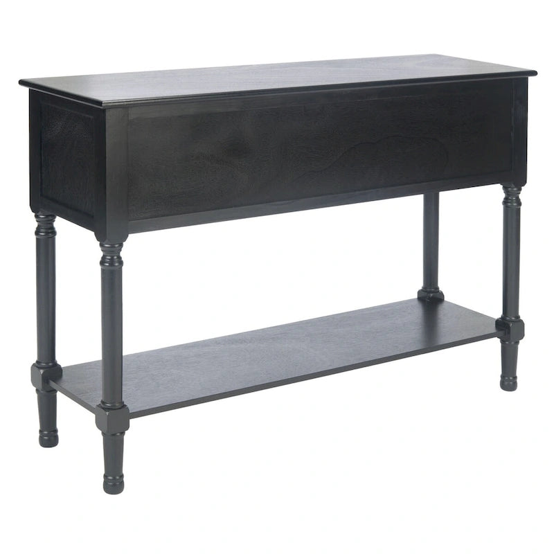 Console 4 tiroirs à détails sculptés – Blanc / Gris mastic / Noir / Gris vieilli – 42 po
