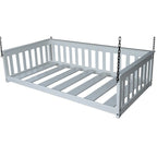 Lit de repos suspendu mission simple en pin jaune massif avec chaîne – 14 options de finition – Simple