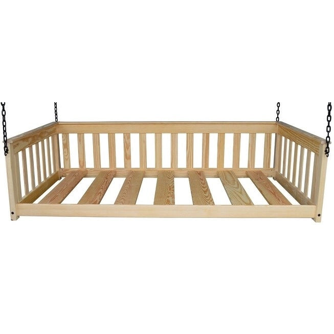 Lit de repos suspendu mission simple en pin jaune massif avec chaîne – 14 options de finition – Simple