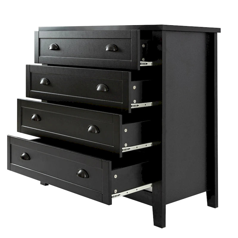 Commode de rangement à 4 tiroirs bleue/noire avec poignées coquillage – Simple