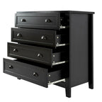 Commode de rangement à 4 tiroirs bleue/noire avec poignées coquillage – Simple