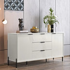 Meuble de rangement MDF Off White / Noir / Bleu marine avec pieds en métal et étagère réglable – 58 po