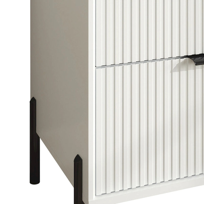 Meuble de rangement MDF Off White / Noir / Bleu marine avec pieds en métal et étagère réglable – 58 po