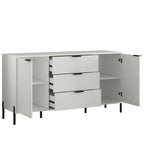 Meuble de rangement MDF Off White / Noir / Bleu marine avec pieds en métal et étagère réglable – 58 po