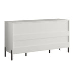 Meuble de rangement MDF Off White / Noir / Bleu marine avec pieds en métal et étagère réglable – 58 po