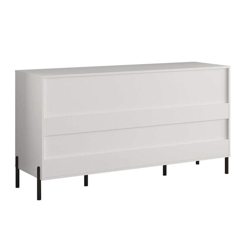 Meuble de rangement MDF Off White / Noir / Bleu marine avec pieds en métal et étagère réglable – 58 po
