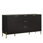 Meuble de rangement MDF Off White / Noir / Bleu marine avec pieds en métal et étagère réglable – 58 po