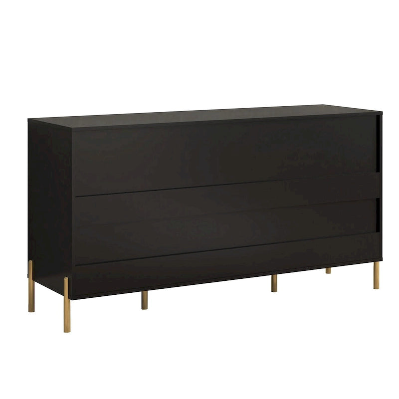 Meuble de rangement MDF Off White / Noir / Bleu marine avec pieds en métal et étagère réglable – 58 po