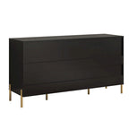 Meuble de rangement MDF Off White / Noir / Bleu marine avec pieds en métal et étagère réglable – 58 po