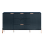 Meuble de rangement MDF Off White / Noir / Bleu marine avec pieds en métal et étagère réglable – 58 po