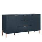 Meuble de rangement MDF Off White / Noir / Bleu marine avec pieds en métal et étagère réglable – 58 po