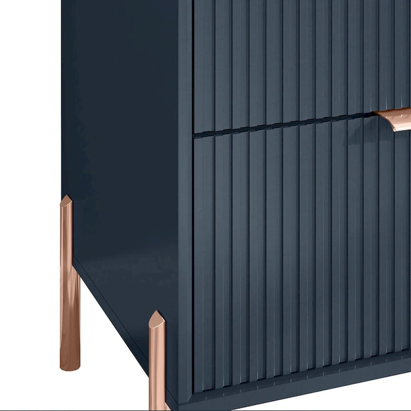 Meuble de rangement MDF Off White / Noir / Bleu marine avec pieds en métal et étagère réglable – 58 po