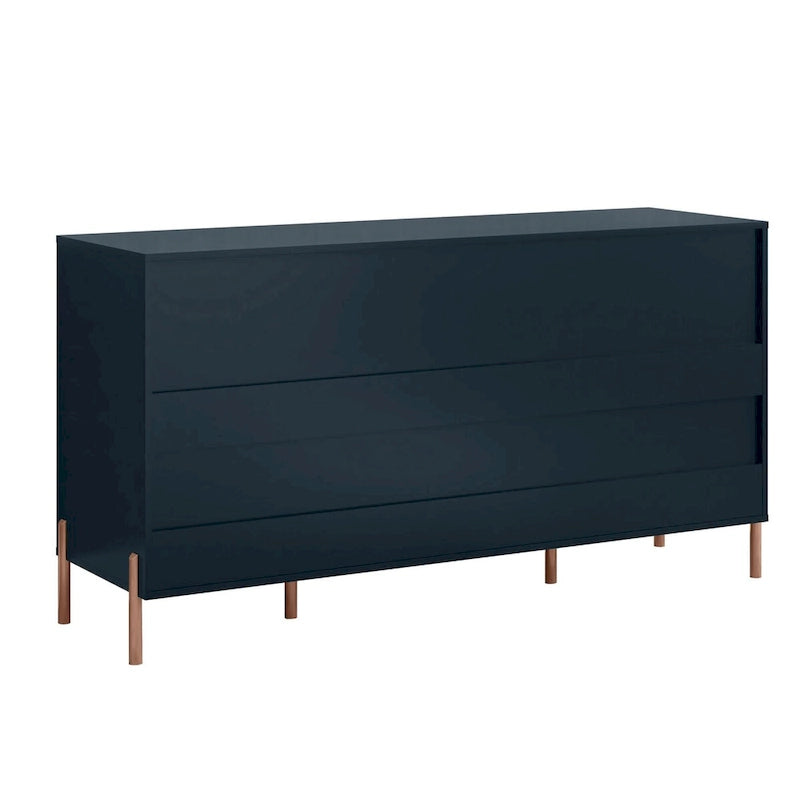 Meuble de rangement MDF Off White / Noir / Bleu marine avec pieds en métal et étagère réglable – 58 po