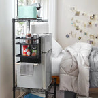 Étagère de rangement magnétique pour réfrigérateur (blanc/noir) avec porte-serviettes en papier et option de montage mural – Simple