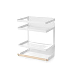 Étagère de rangement magnétique pour réfrigérateur (blanc/noir) avec porte-serviettes en papier et option de montage mural – Simple