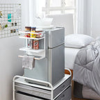 Étagère de rangement magnétique pour réfrigérateur (blanc/noir) avec porte-serviettes en papier et option de montage mural – Simple
