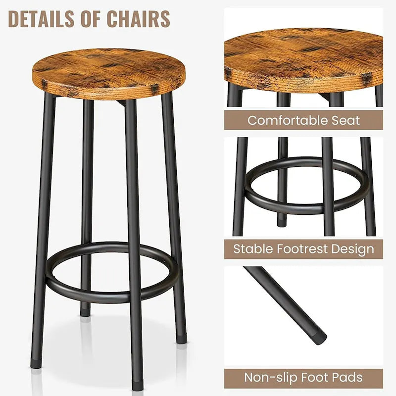 Îlot de cuisine en faux marbre blanc/brun vieilli/brun/beige avec 2 tabourets et étagères ouvertes – 2 places