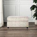 Ottoman rectangulaire en tissu parchemin/charbon de bois avec roulettes – Simple