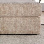 Ottoman rectangulaire en tissu parchemin/charbon de bois avec roulettes – Simple