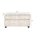 Ottoman rectangulaire en tissu parchemin/charbon de bois avec roulettes – Simple