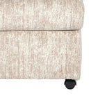 Ottoman rectangulaire en tissu parchemin/charbon de bois avec roulettes – Simple