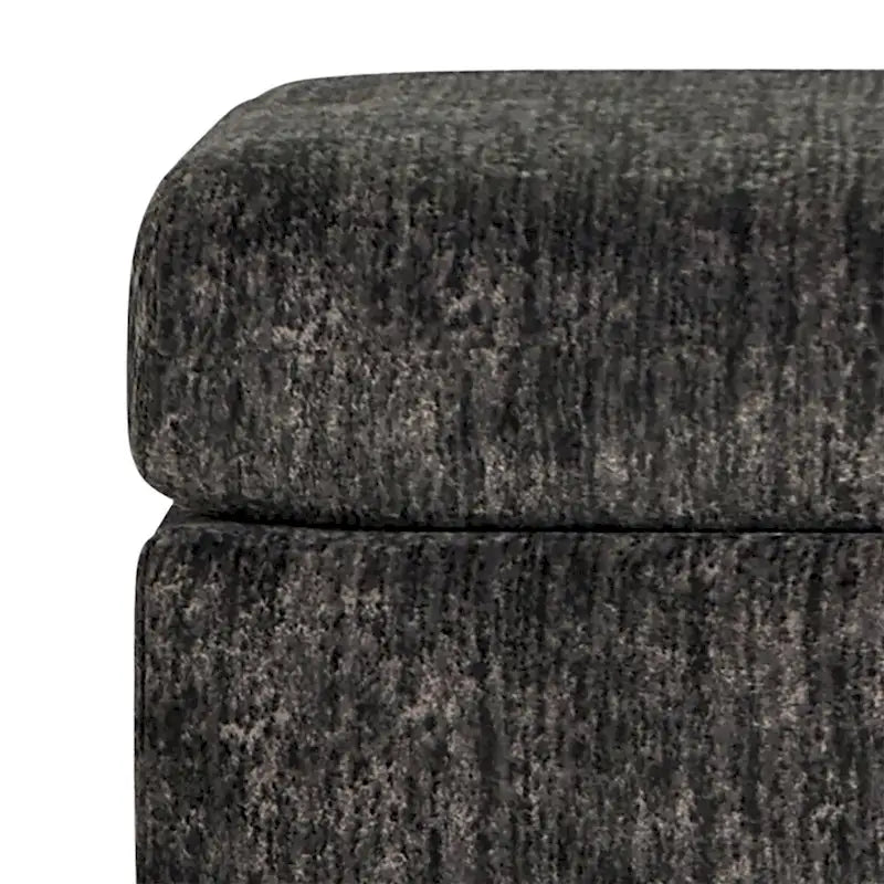 Ottoman rectangulaire en tissu parchemin/charbon de bois avec roulettes – Simple