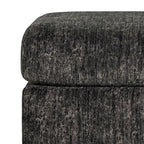 Ottoman rectangulaire en tissu parchemin/charbon de bois avec roulettes – Simple