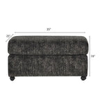 Ottoman rectangulaire en tissu parchemin/charbon de bois avec roulettes – Simple