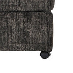 Ottoman rectangulaire en tissu parchemin/charbon de bois avec roulettes – Simple