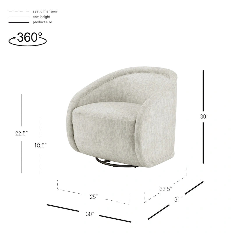 Fauteuil pivotant en tissu taupe/beige avec passepoil – Unité