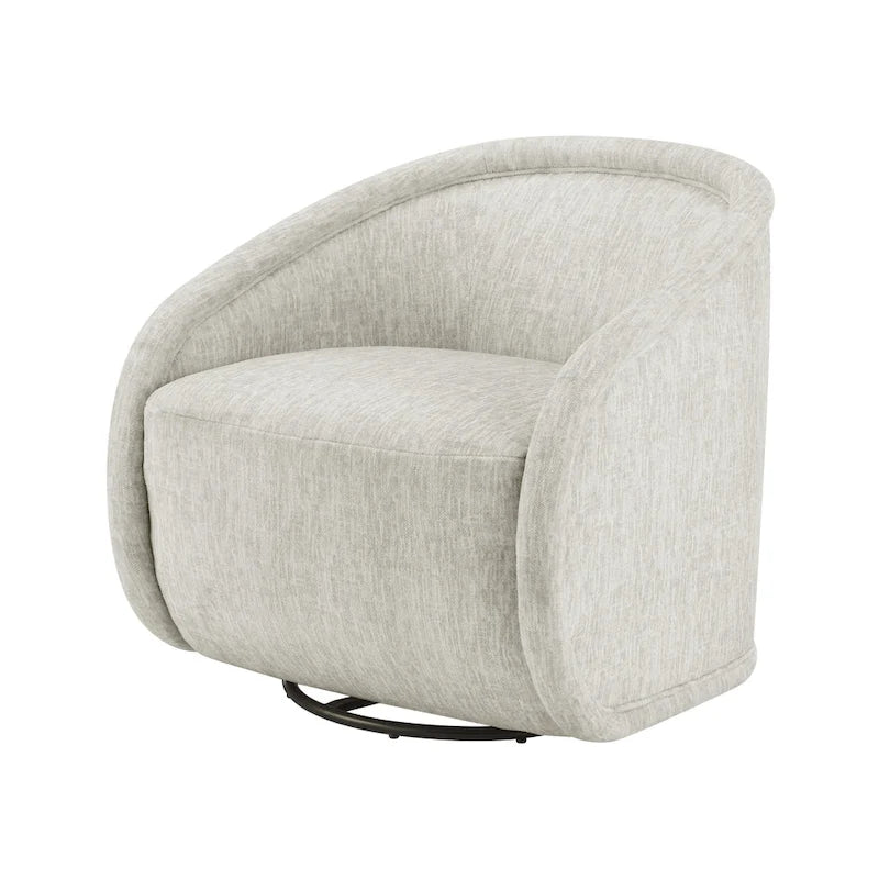 Fauteuil pivotant en tissu taupe/beige avec passepoil – Unité