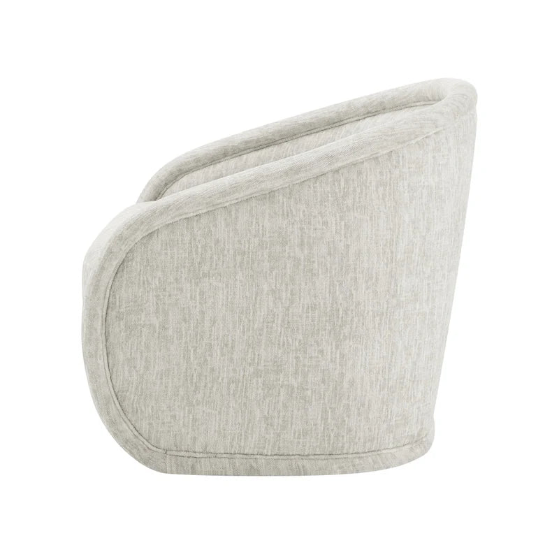 Fauteuil pivotant en tissu taupe/beige avec passepoil – Unité