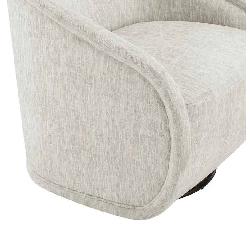 Fauteuil pivotant en tissu taupe/beige avec passepoil – Unité