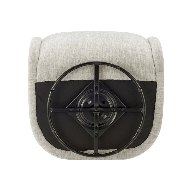 Fauteuil pivotant en tissu taupe/beige avec passepoil – Unité