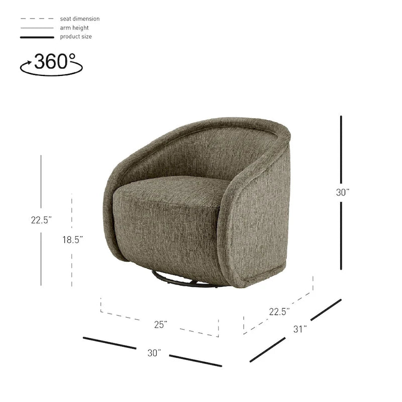 Fauteuil pivotant en tissu taupe/beige avec passepoil – Unité