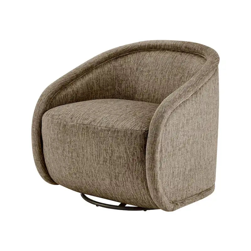 Fauteuil pivotant en tissu taupe/beige avec passepoil – Unité