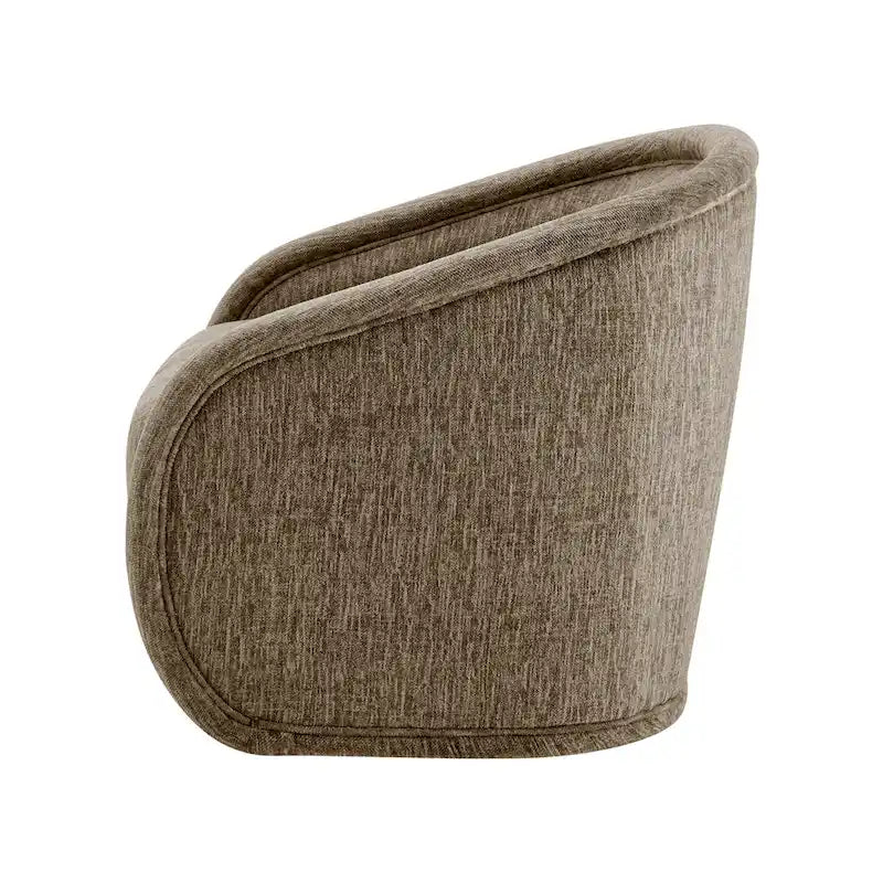 Fauteuil pivotant en tissu taupe/beige avec passepoil – Unité