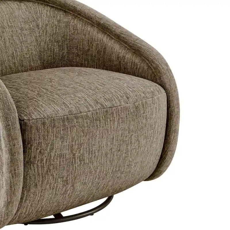 Fauteuil pivotant en tissu taupe/beige avec passepoil – Unité