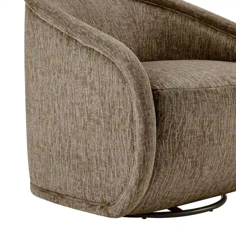 Fauteuil pivotant en tissu taupe/beige avec passepoil – Unité