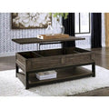 Table basse relevable rectangulaire en placage brun avec finition vieillie bicolore – Simple