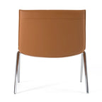 Chaise d'appoint en cuir vegan camel avec cadre en aluminium chromé – À l'unité