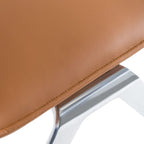 Chaise d'appoint en cuir vegan camel avec cadre en aluminium chromé – À l'unité