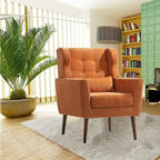Fauteuil d'appoint en chenille bleu foncé/vert/jaune/orange/avocat/beige avec oreiller lombaire – Simple