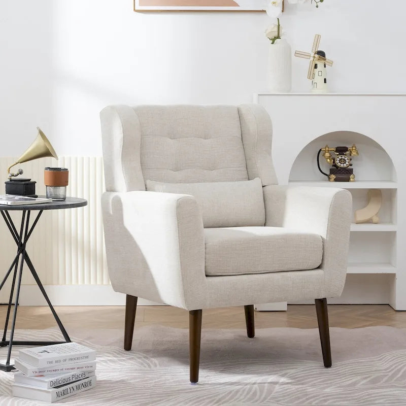 Fauteuil d'appoint en chenille bleu foncé/vert/jaune/orange/avocat/beige avec oreiller lombaire – Simple