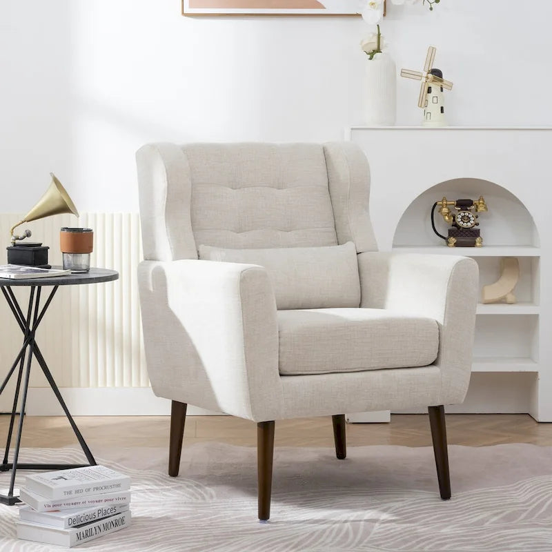 Fauteuil d'appoint en chenille bleu foncé/vert/jaune/orange/avocat/beige avec oreiller lombaire – Simple