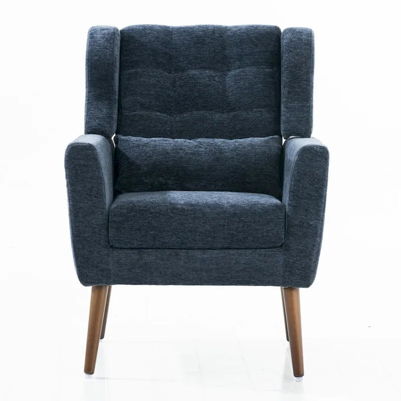 Fauteuil d'appoint en chenille bleu foncé/vert/jaune/orange/avocat/beige avec oreiller lombaire – Simple