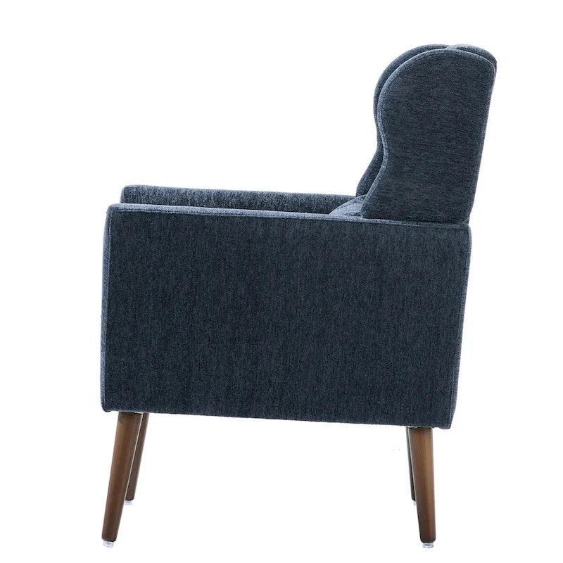 Fauteuil d'appoint en chenille bleu foncé/vert/jaune/orange/avocat/beige avec oreiller lombaire – Simple
